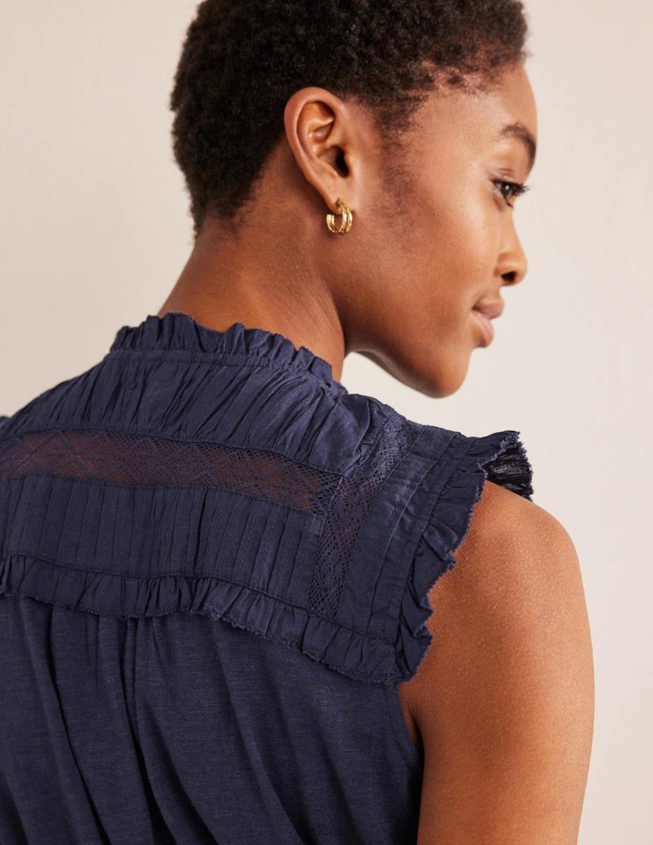 облекло Boden риза с детайли от трико военноморски флот Жени LL681449