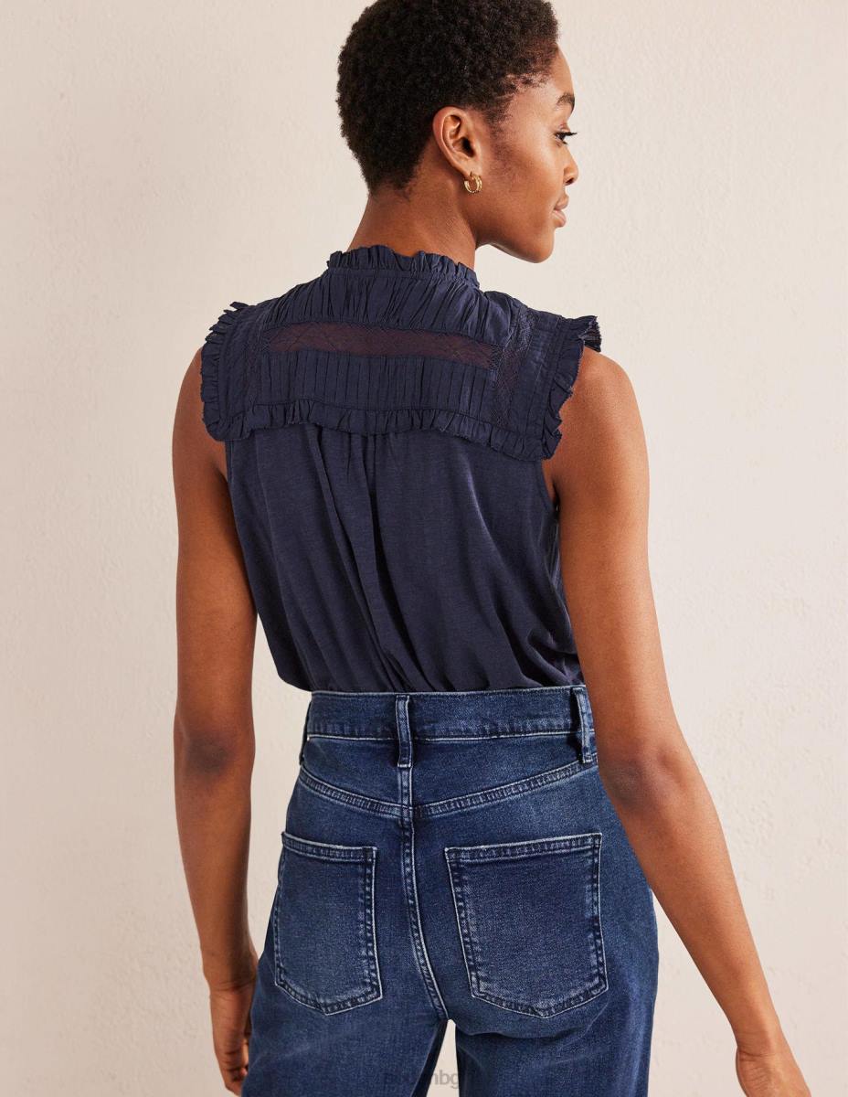 облекло Boden риза с детайли от трико военноморски флот Жени LL681449