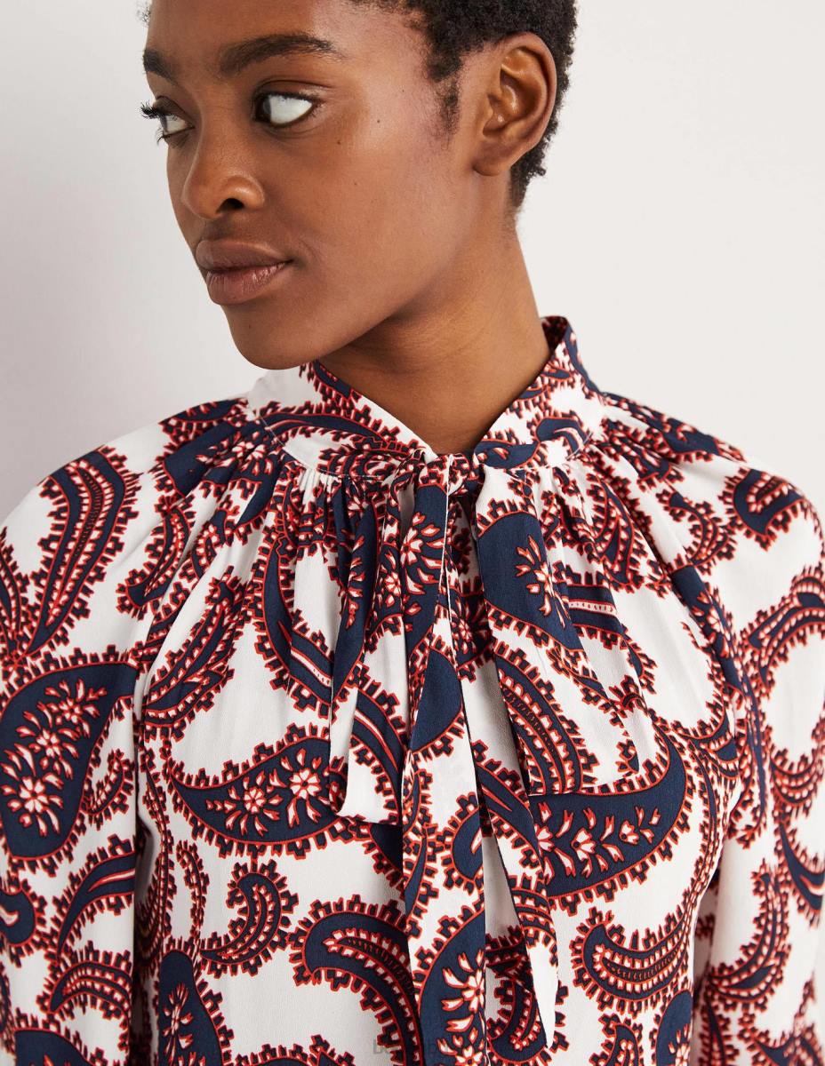 облекло Boden блуза с вратовръзка клъстер от слонова кост и пейсли Жени LL681528
