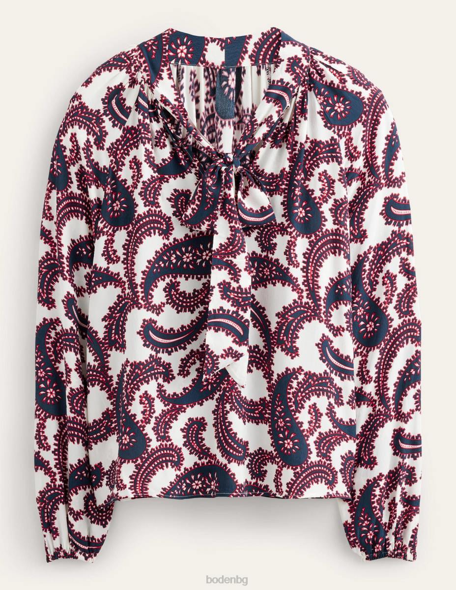 облекло Boden блуза с вратовръзка клъстер от слонова кост и пейсли Жени LL681528