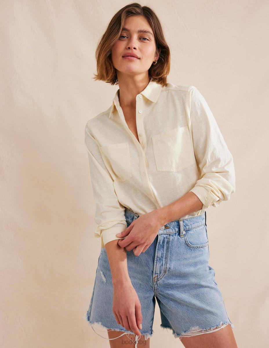 облекло Boden риза от памучно трико дорсет крем Жени LL681538