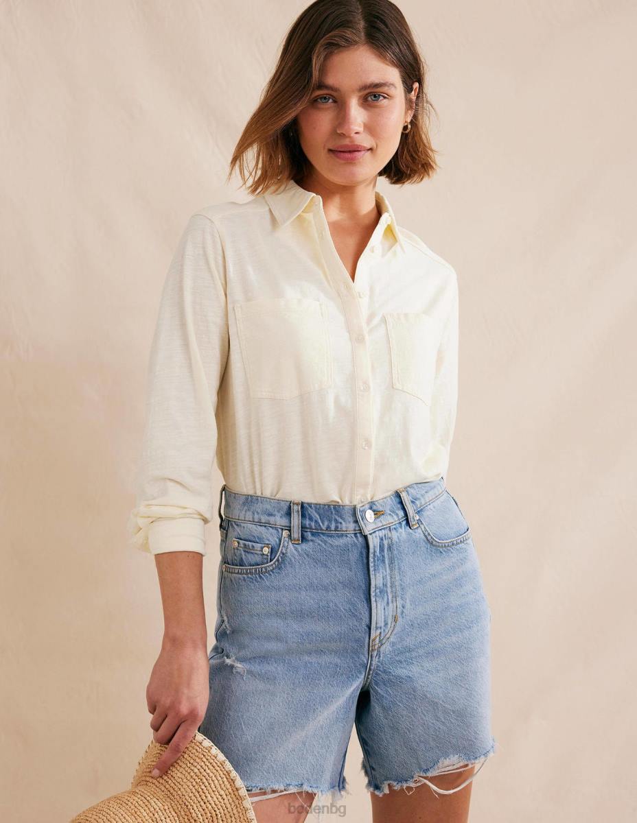 облекло Boden риза от памучно трико дорсет крем Жени LL681538