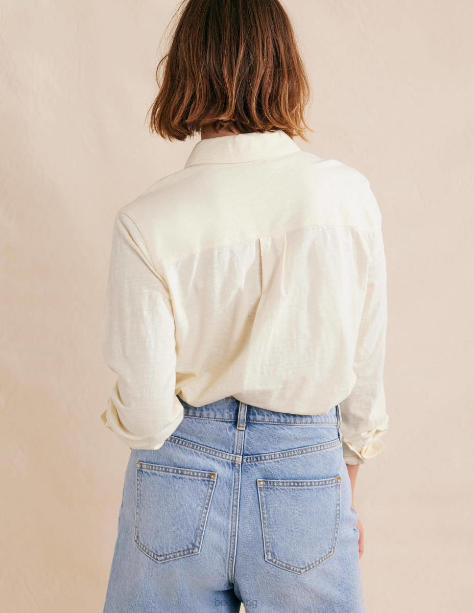 облекло Boden риза от памучно трико дорсет крем Жени LL681538