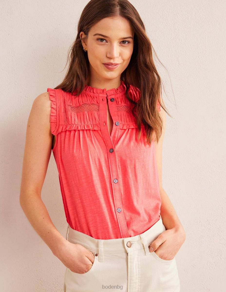 облекло Boden риза с детайли от трико корал Жени LL681539