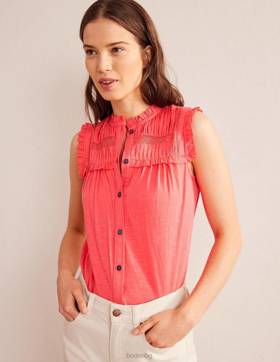 облекло Boden риза с детайли от трико корал Жени LL681539