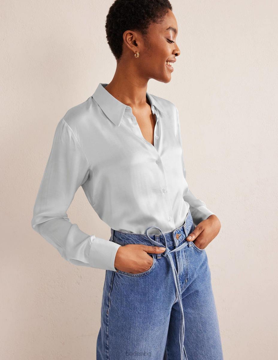 облекло Boden спокойна сатенена риза изпарено сиво Жени LL681555