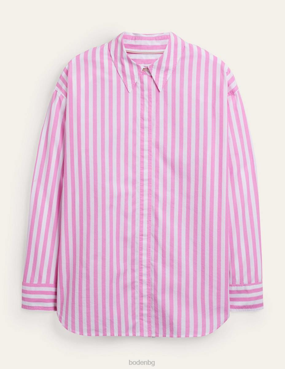 облекло Boden голяма памучна риза розова ивица Жени LL681661