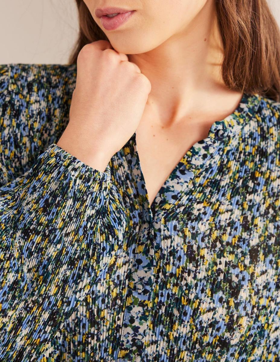 облекло Boden плисирана блуза ленено семе и живописно цвете Жени LL681682