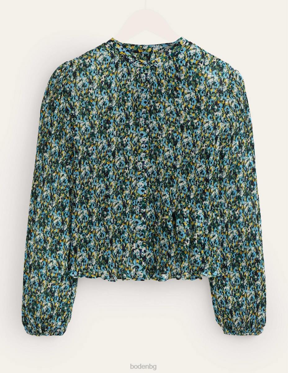 облекло Boden плисирана блуза ленено семе и живописно цвете Жени LL681682