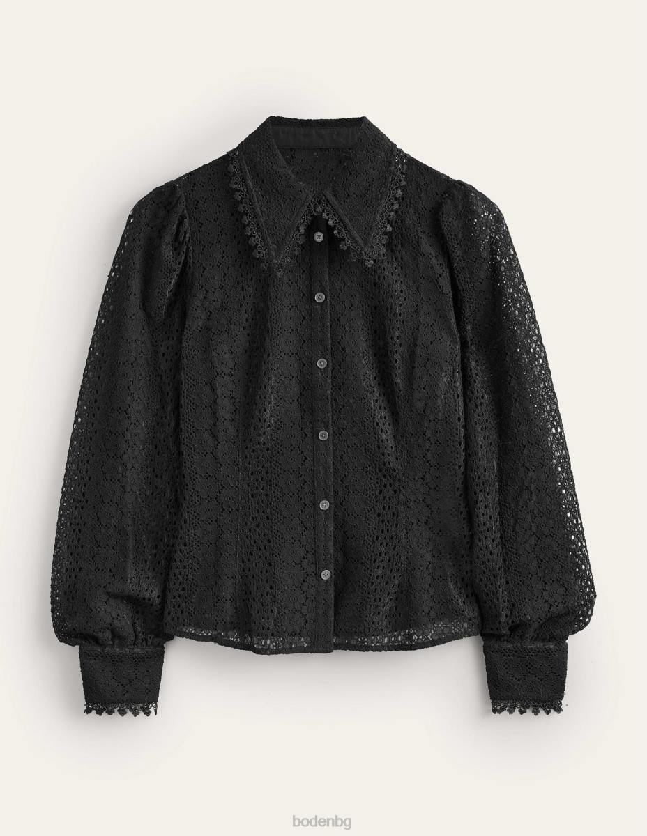 облекло Boden вталена дантелена риза черен Жени LL681728