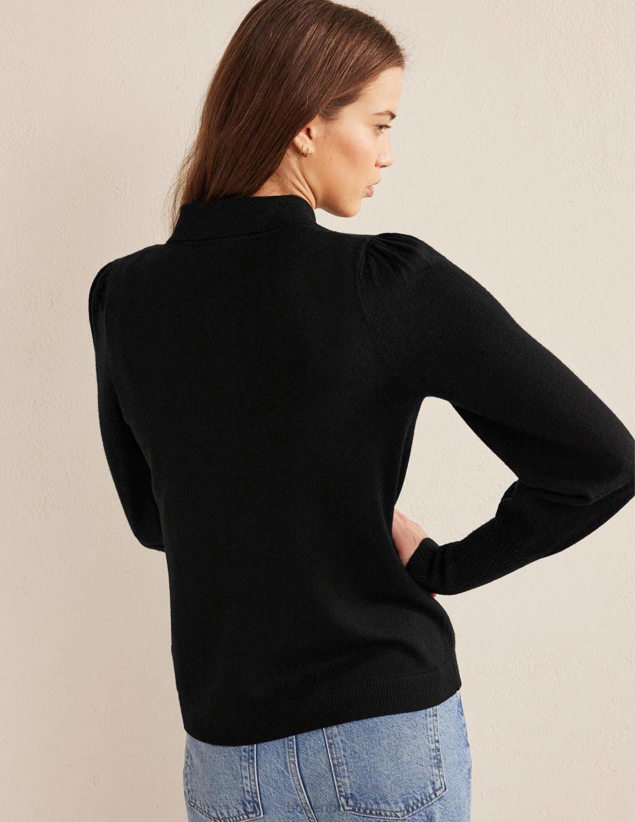 облекло Boden риза с маншети с мериносови детайли черен Жени LL681753