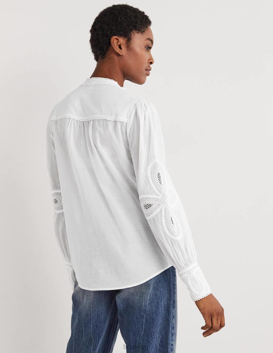 облекло Boden бродирана риза бяло Жени LL681782