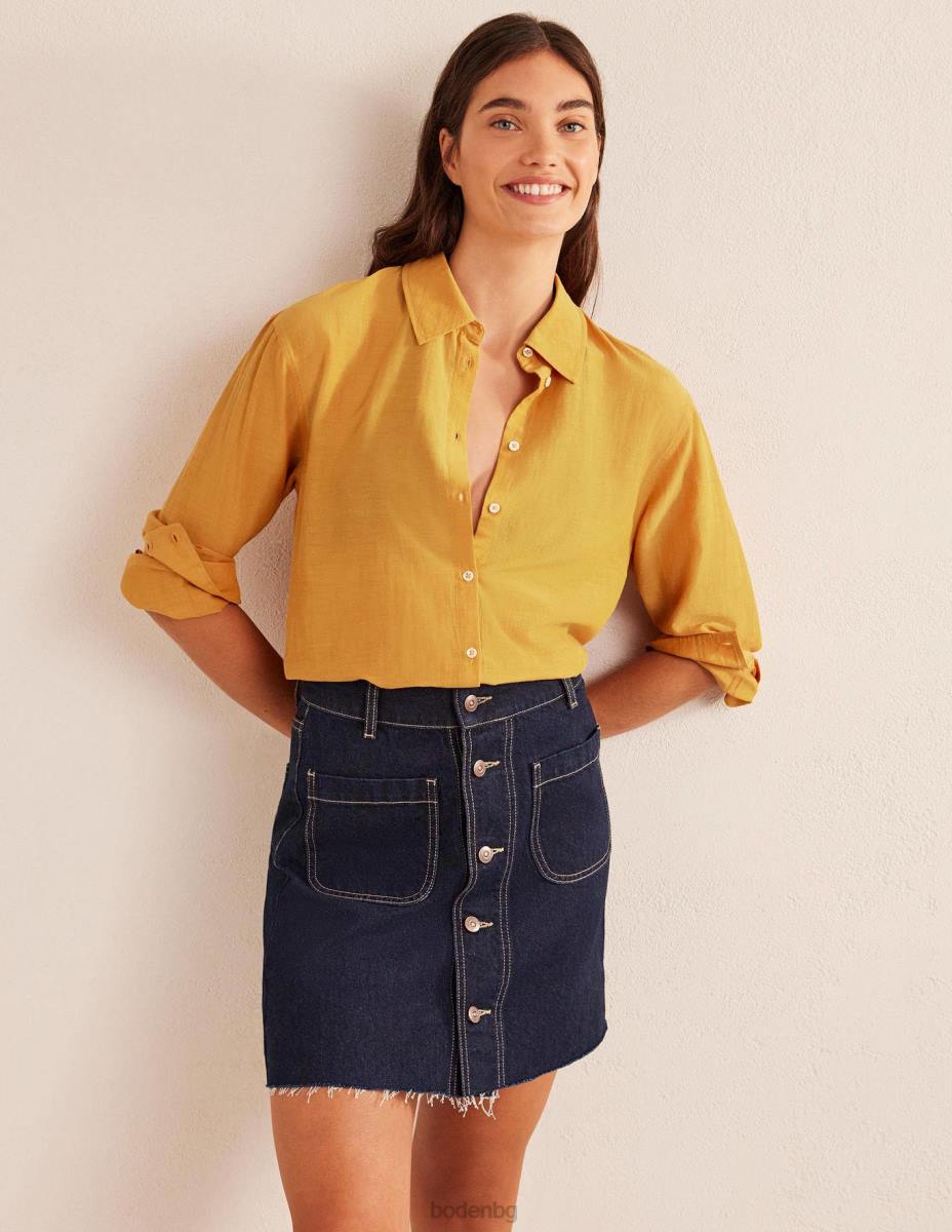 облекло Boden празнична дълга риза реколта злато Жени LL681801