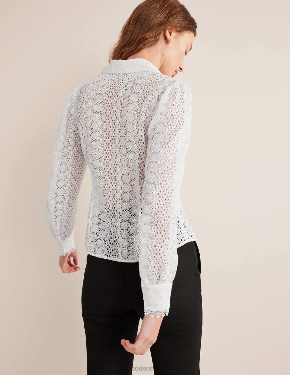 облекло Boden вталена дантелена риза бяло Жени LL681816