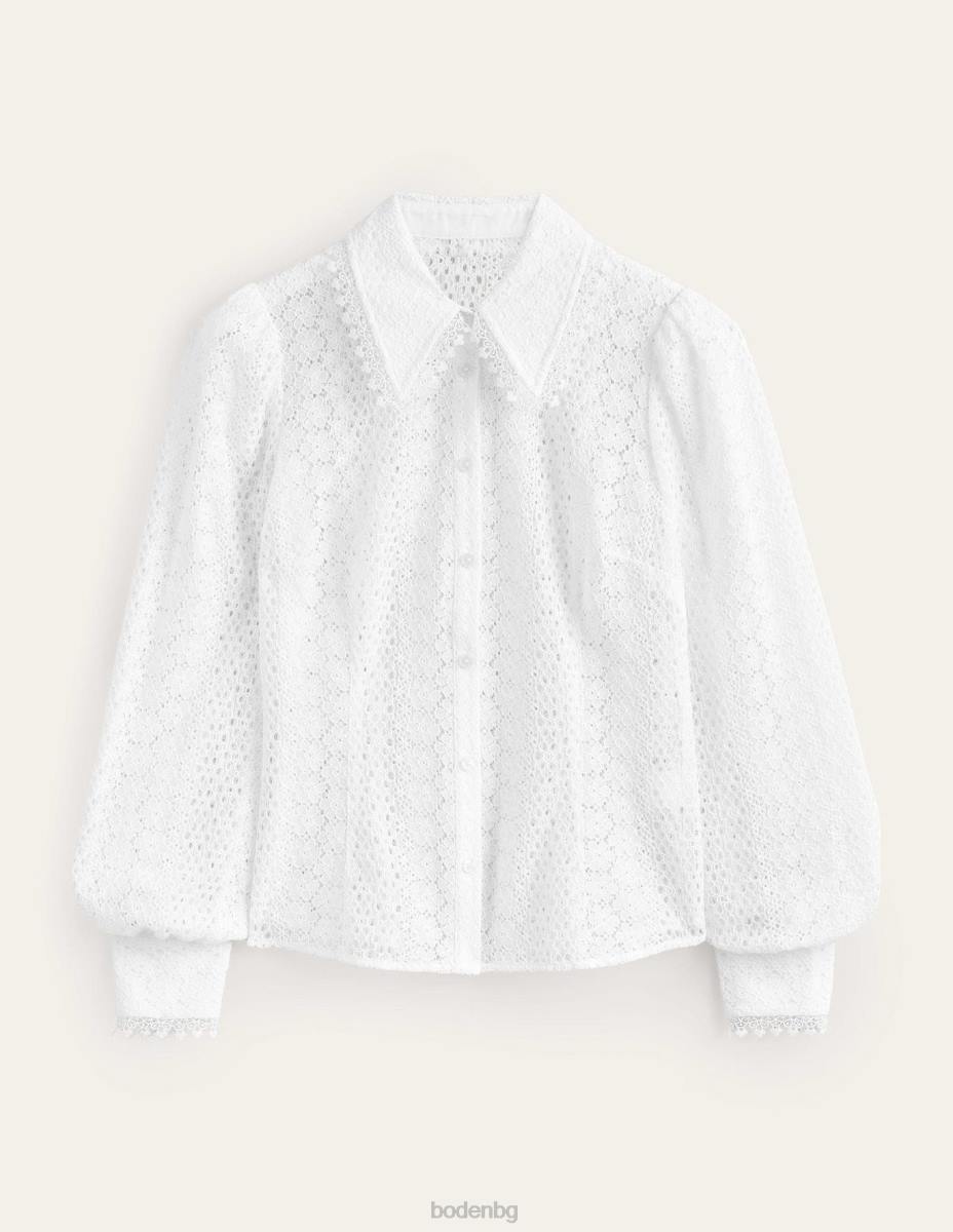 облекло Boden вталена дантелена риза бяло Жени LL681816