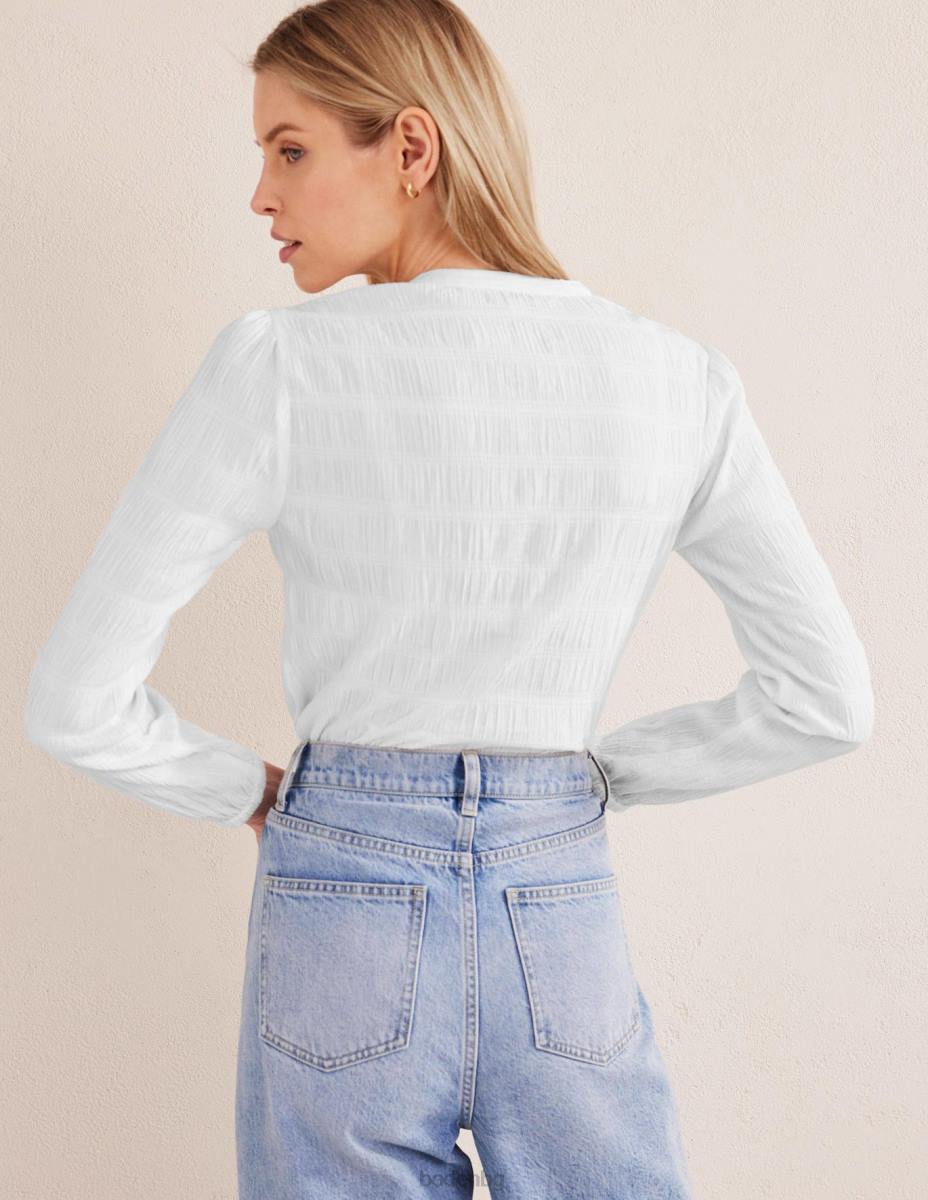 облекло Boden вталена текстурирана риза бяло Жени LL681835