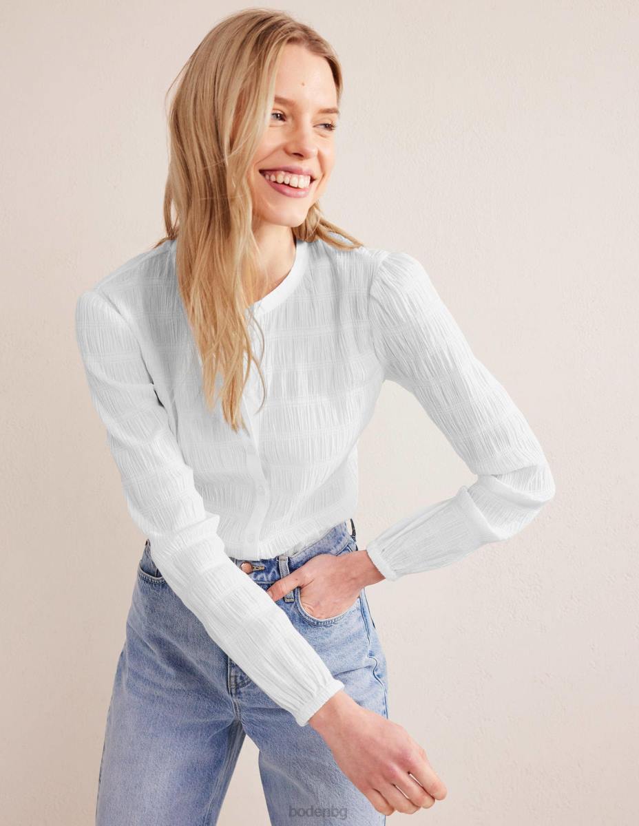 облекло Boden вталена текстурирана риза бяло Жени LL681835