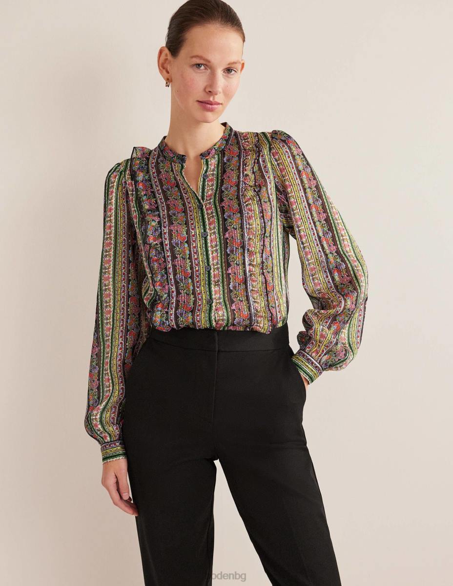 облекло Boden щампована риза с волани мулти и цъфтеж на карамфил Жени LL681858