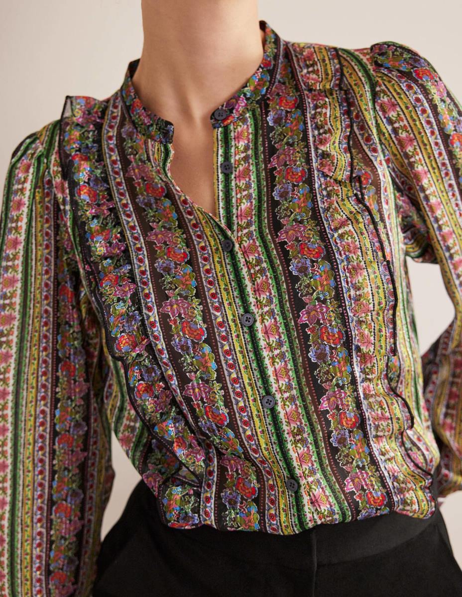 облекло Boden щампована риза с волани мулти и цъфтеж на карамфил Жени LL681858