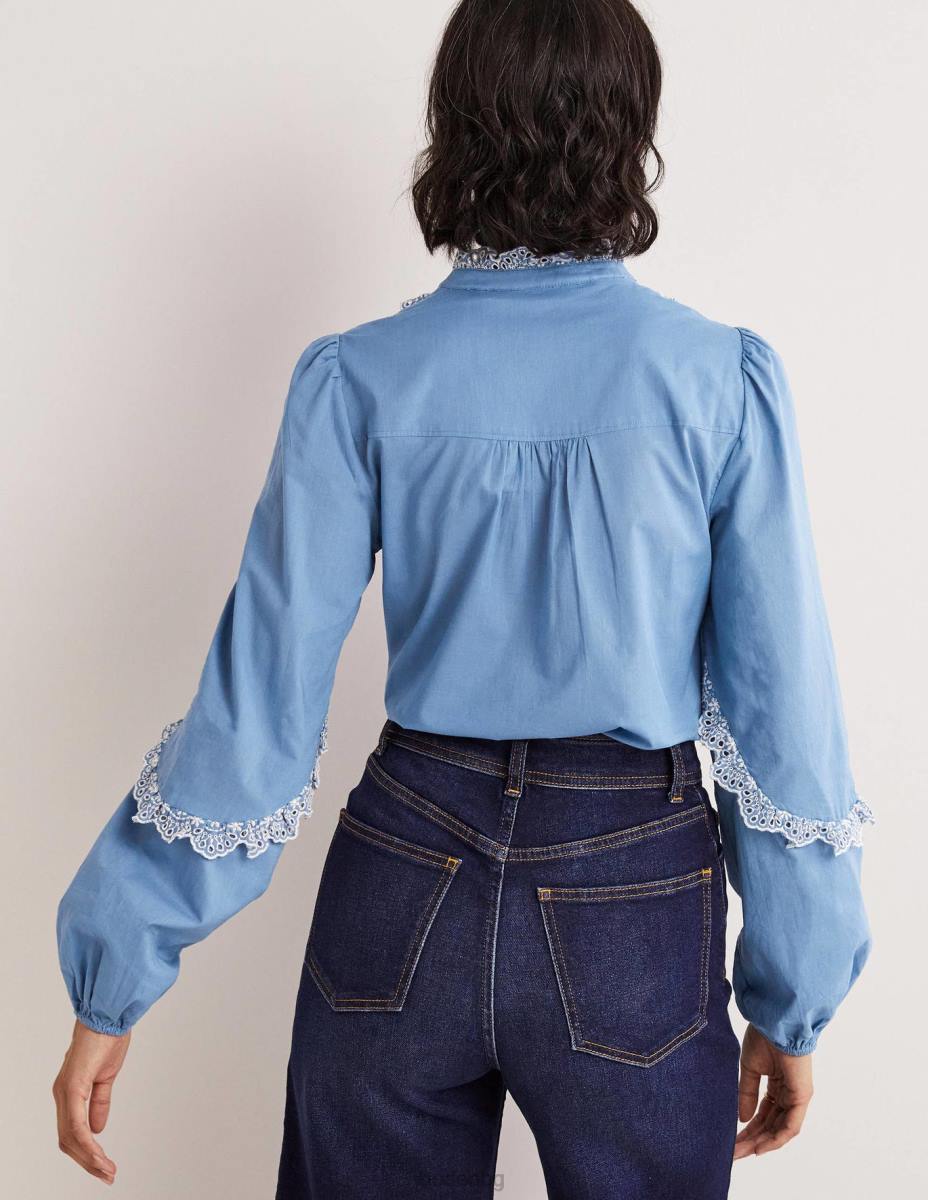 облекло Boden блуза бродерия с волани ривиера синьо Жени LL681889