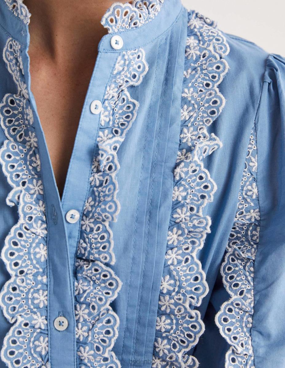 облекло Boden блуза бродерия с волани ривиера синьо Жени LL681889