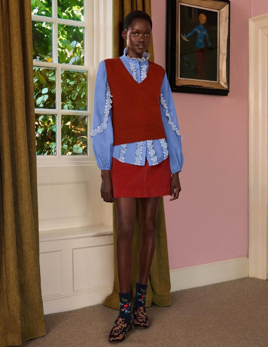 облекло Boden блуза бродерия с волани ривиера синьо Жени LL681889