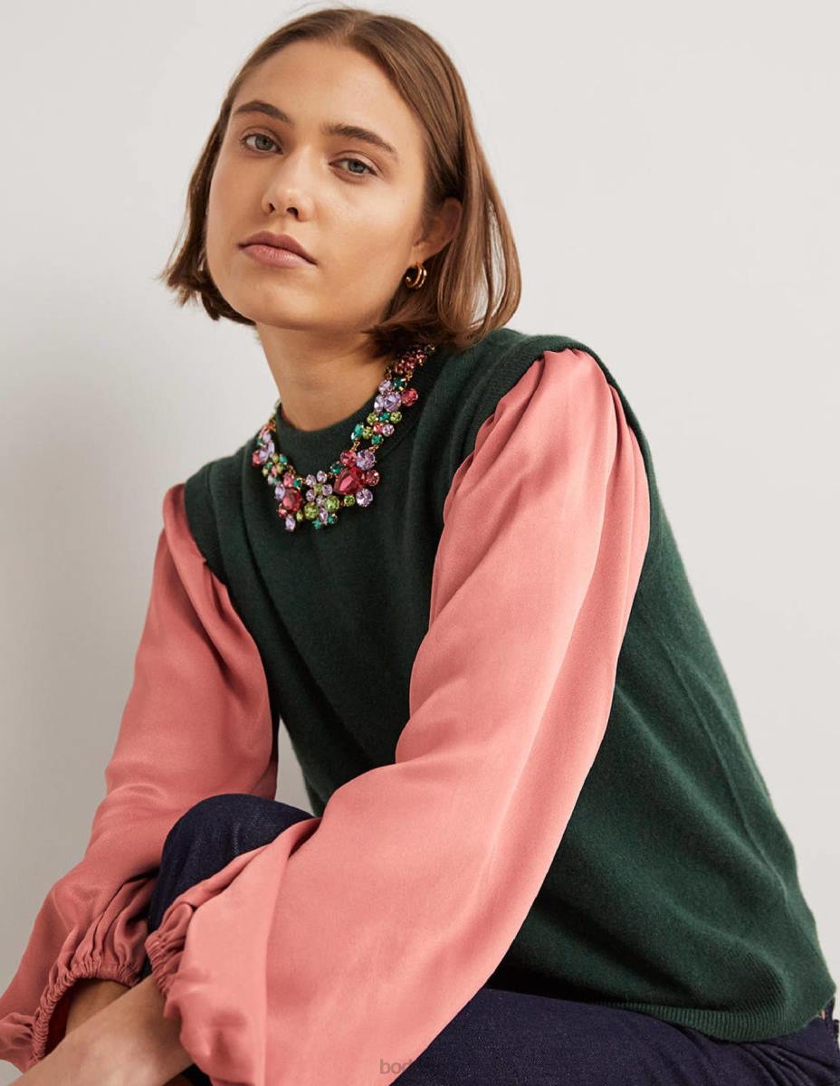 облекло Boden сатенена риза с блузон ръкав прашна роза Жени LL681892