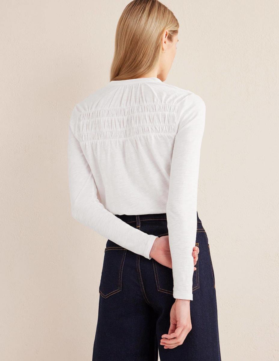 облекло Boden риза с набраздени детайли бяло Жени LL681920