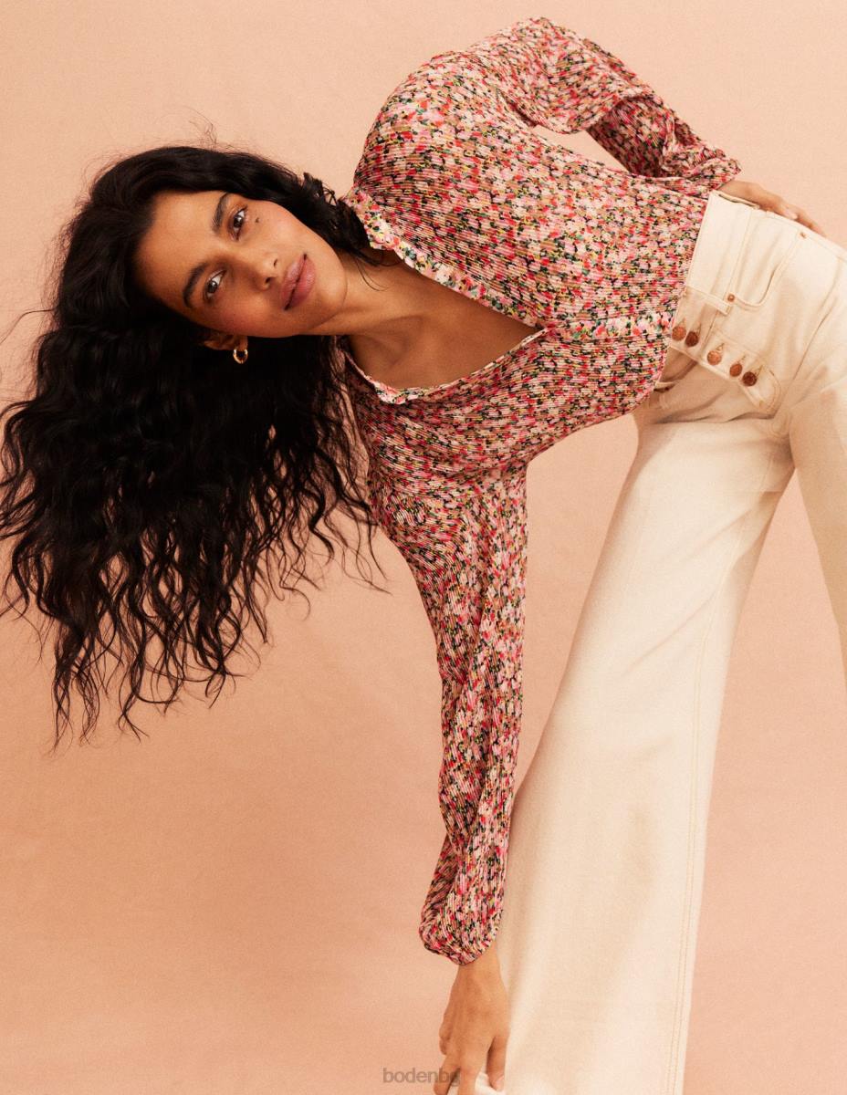 облекло Boden плисирана блуза мулти и живописно цвете Жени LL681926