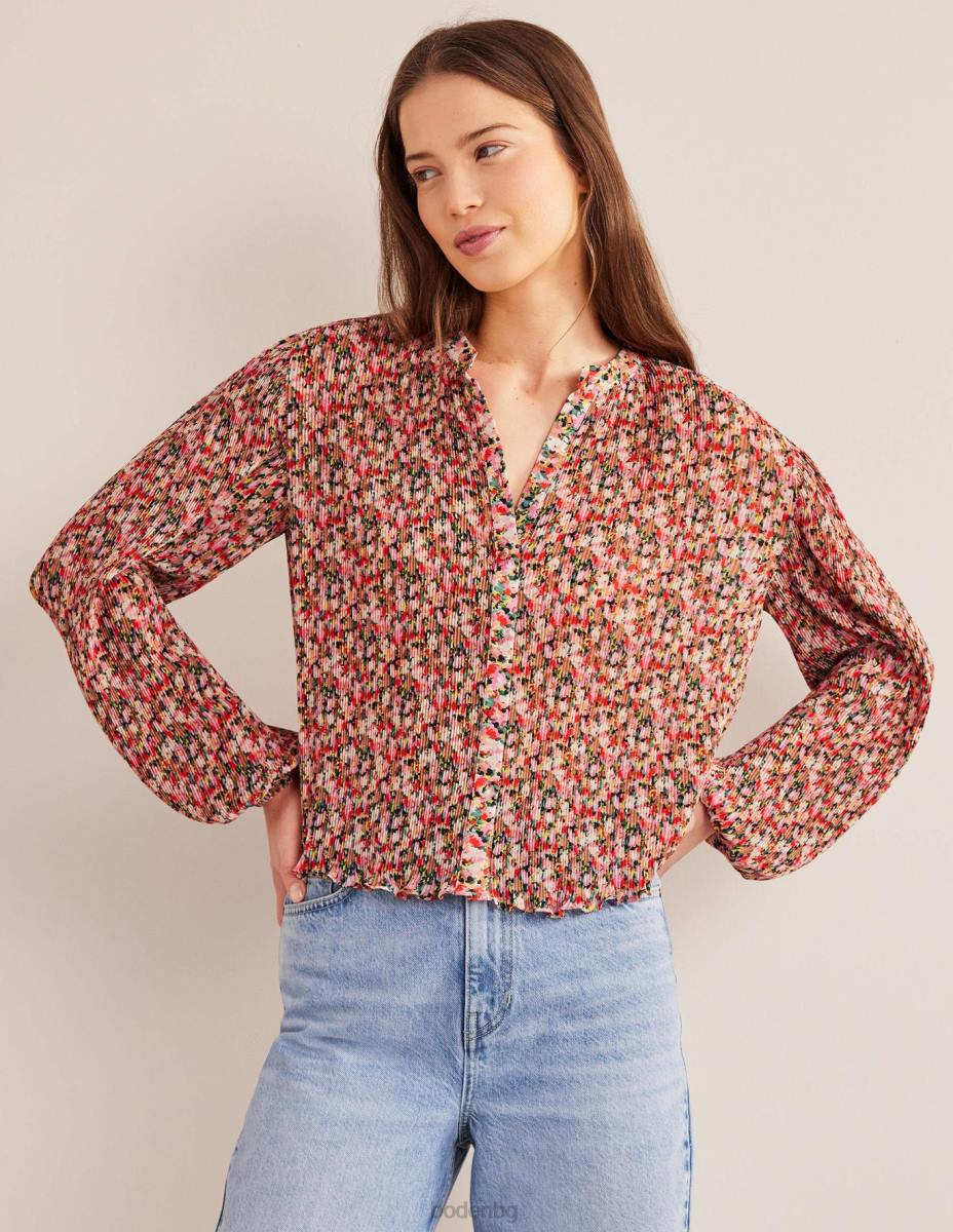 облекло Boden плисирана блуза мулти и живописно цвете Жени LL681926