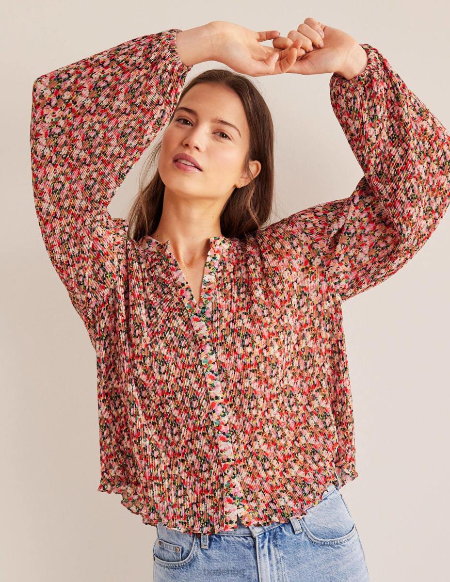 облекло Boden плисирана блуза мулти и живописно цвете Жени LL681926