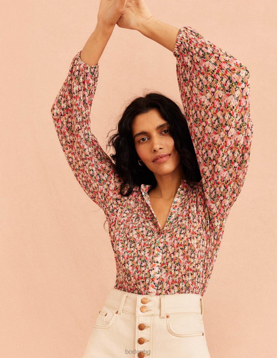 облекло Boden плисирана блуза мулти и живописно цвете Жени LL681926