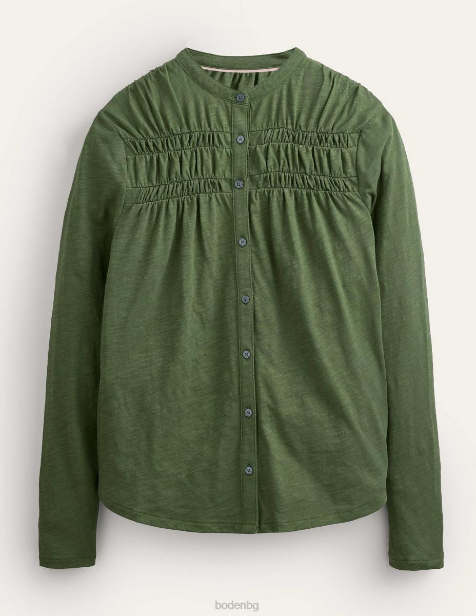 облекло Boden риза с набраздени детайли зеле Жени LL681961