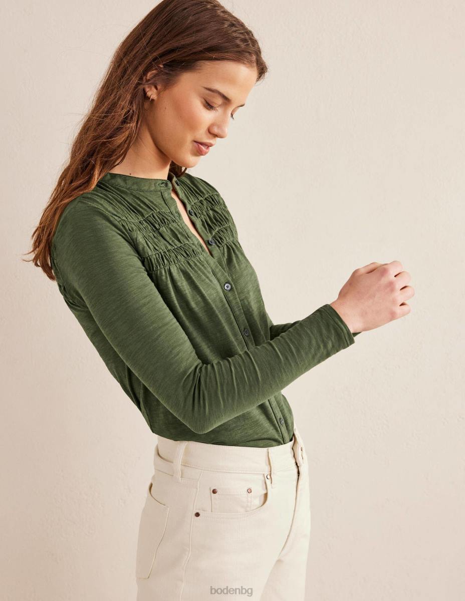 облекло Boden риза с набраздени детайли зеле Жени LL681961