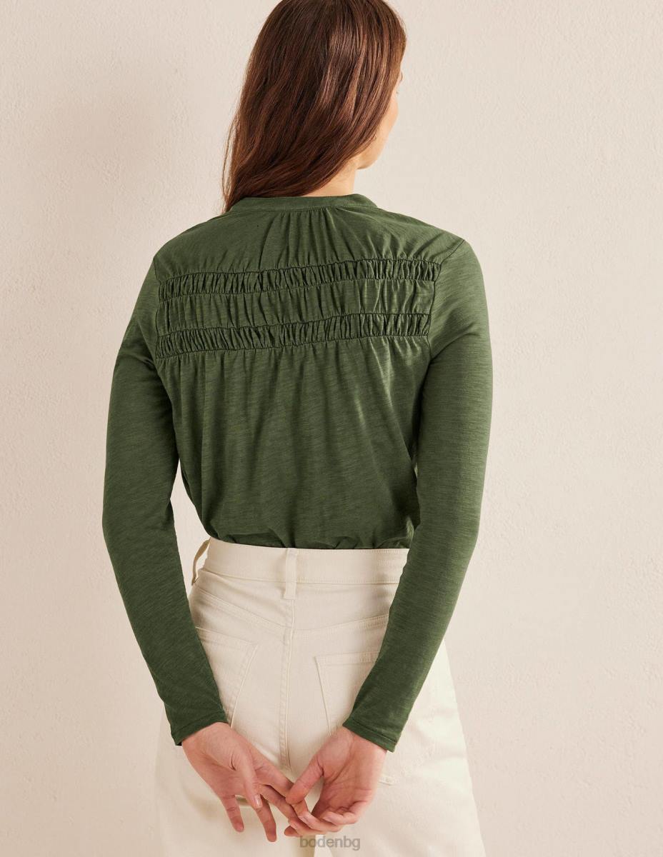 облекло Boden риза с набраздени детайли зеле Жени LL681961