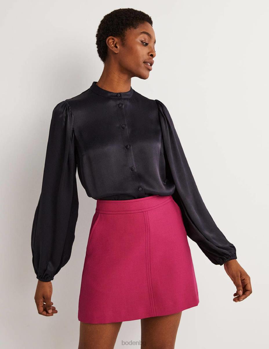 облекло Boden сатенена риза с блузон ръкав военноморски флот Жени LL682025