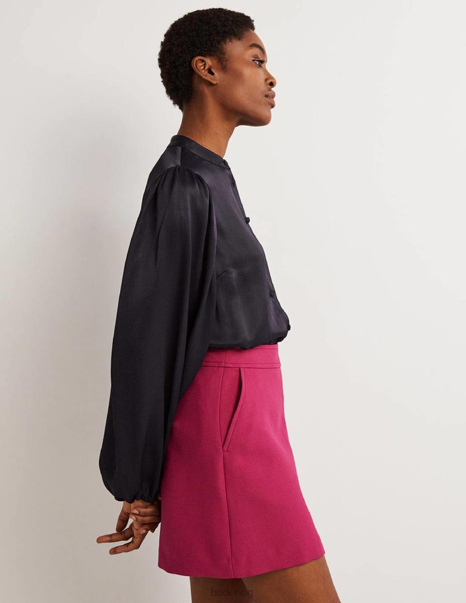 облекло Boden сатенена риза с блузон ръкав военноморски флот Жени LL682025