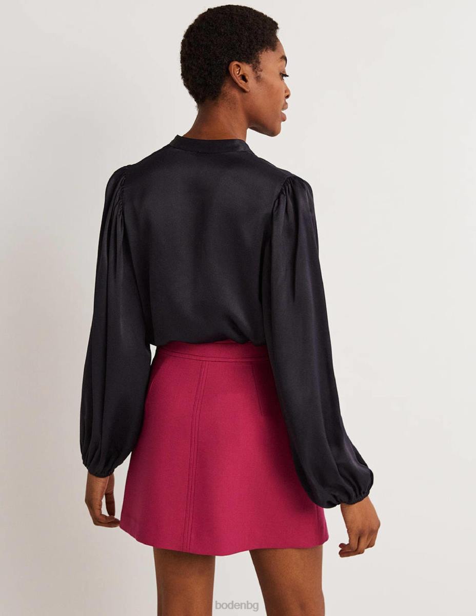 облекло Boden сатенена риза с блузон ръкав военноморски флот Жени LL682025