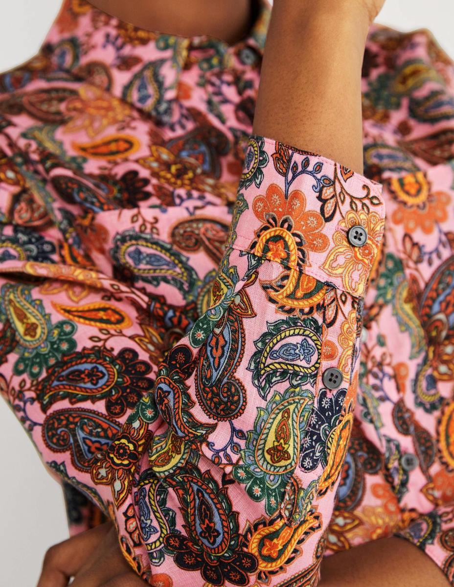 облекло Boden ленена риза черешов цвят и пейсли чар Жени LL682034