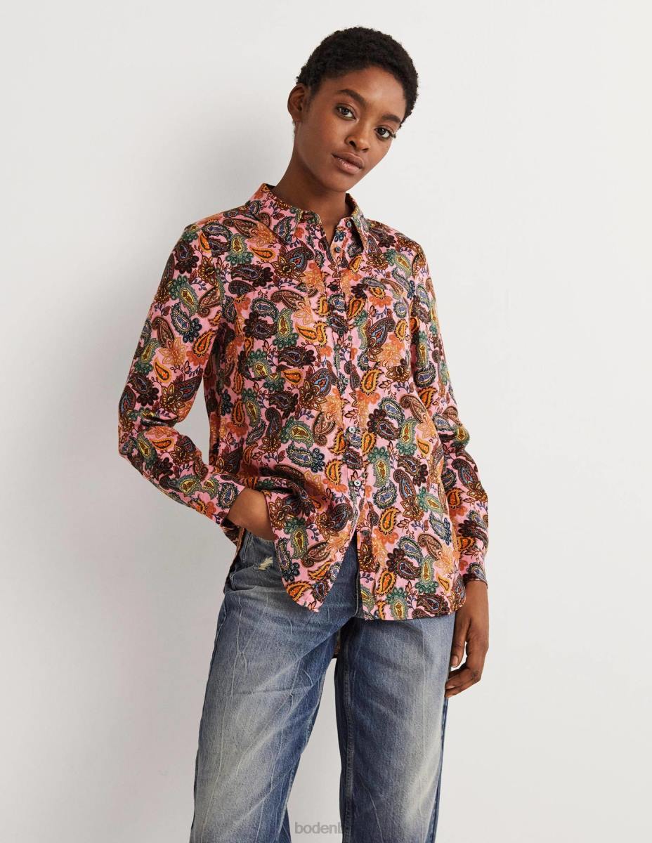 облекло Boden ленена риза черешов цвят и пейсли чар Жени LL682034
