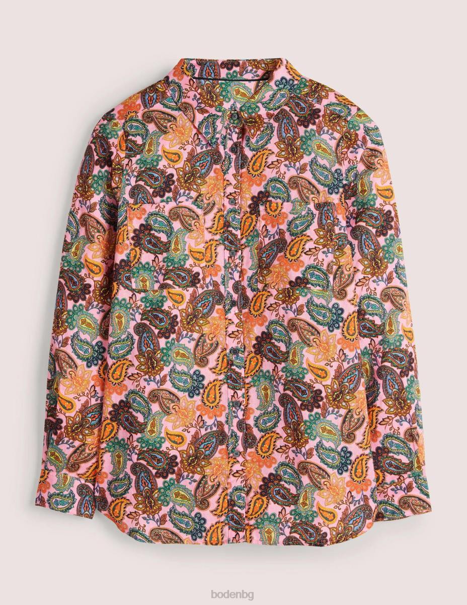облекло Boden ленена риза черешов цвят и пейсли чар Жени LL682034
