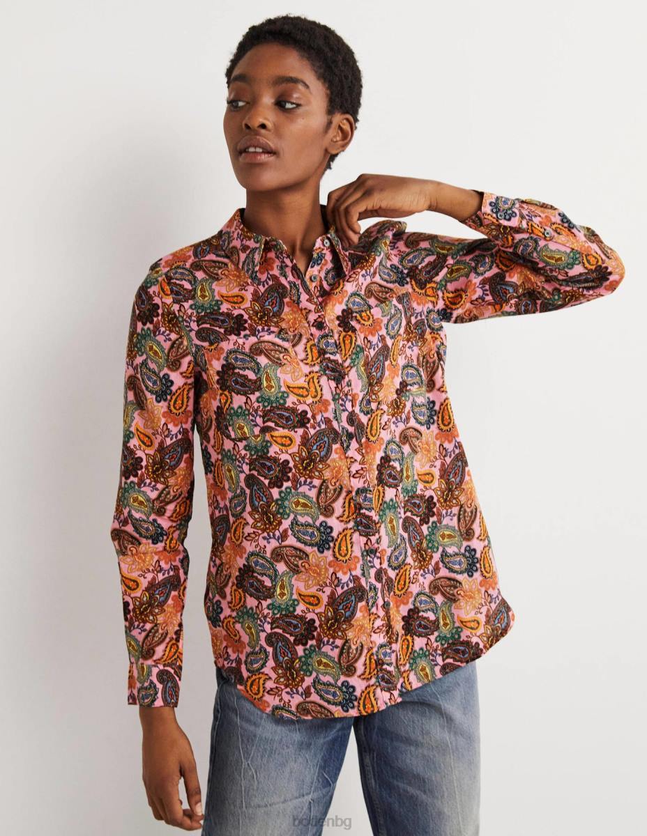 облекло Boden ленена риза черешов цвят и пейсли чар Жени LL682034