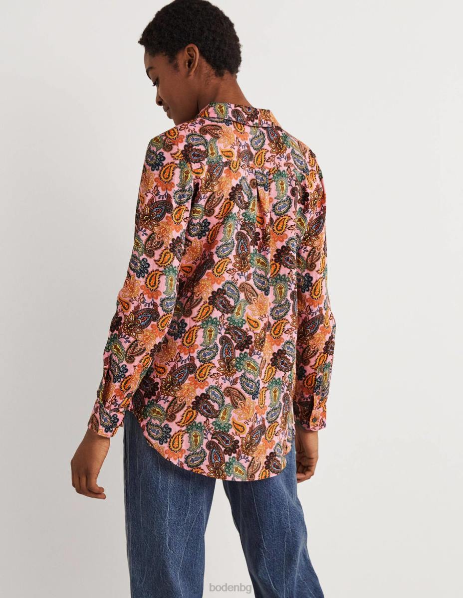 облекло Boden ленена риза черешов цвят и пейсли чар Жени LL682034