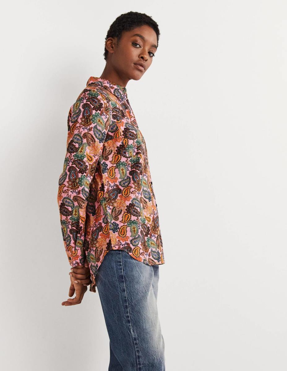 облекло Boden ленена риза черешов цвят и пейсли чар Жени LL682034