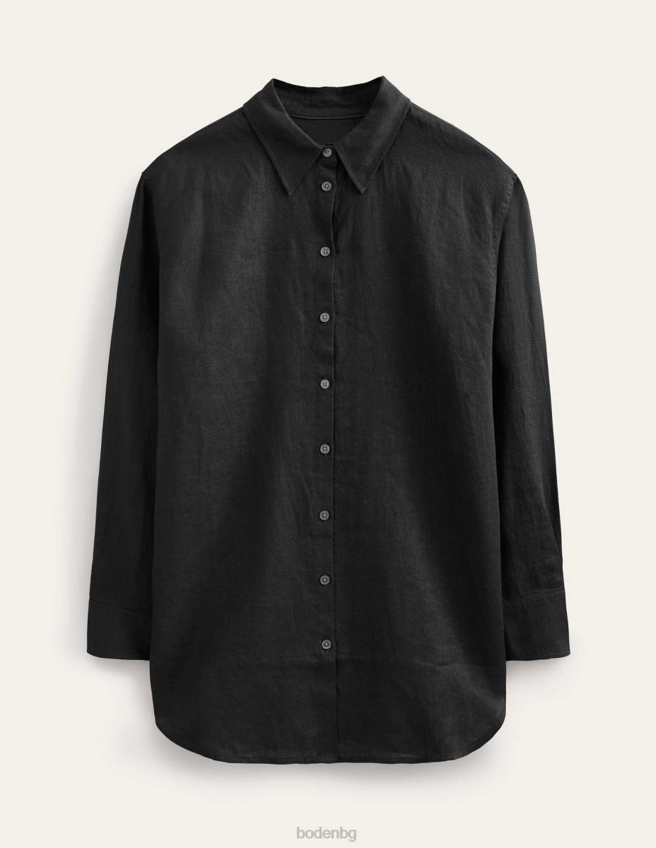 облекло Boden спокойна ленена риза черен Жени LL682093