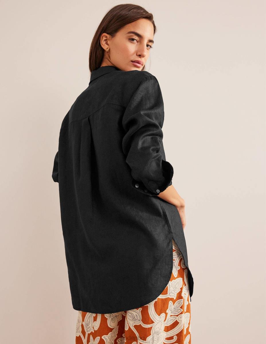 облекло Boden спокойна ленена риза черен Жени LL682093