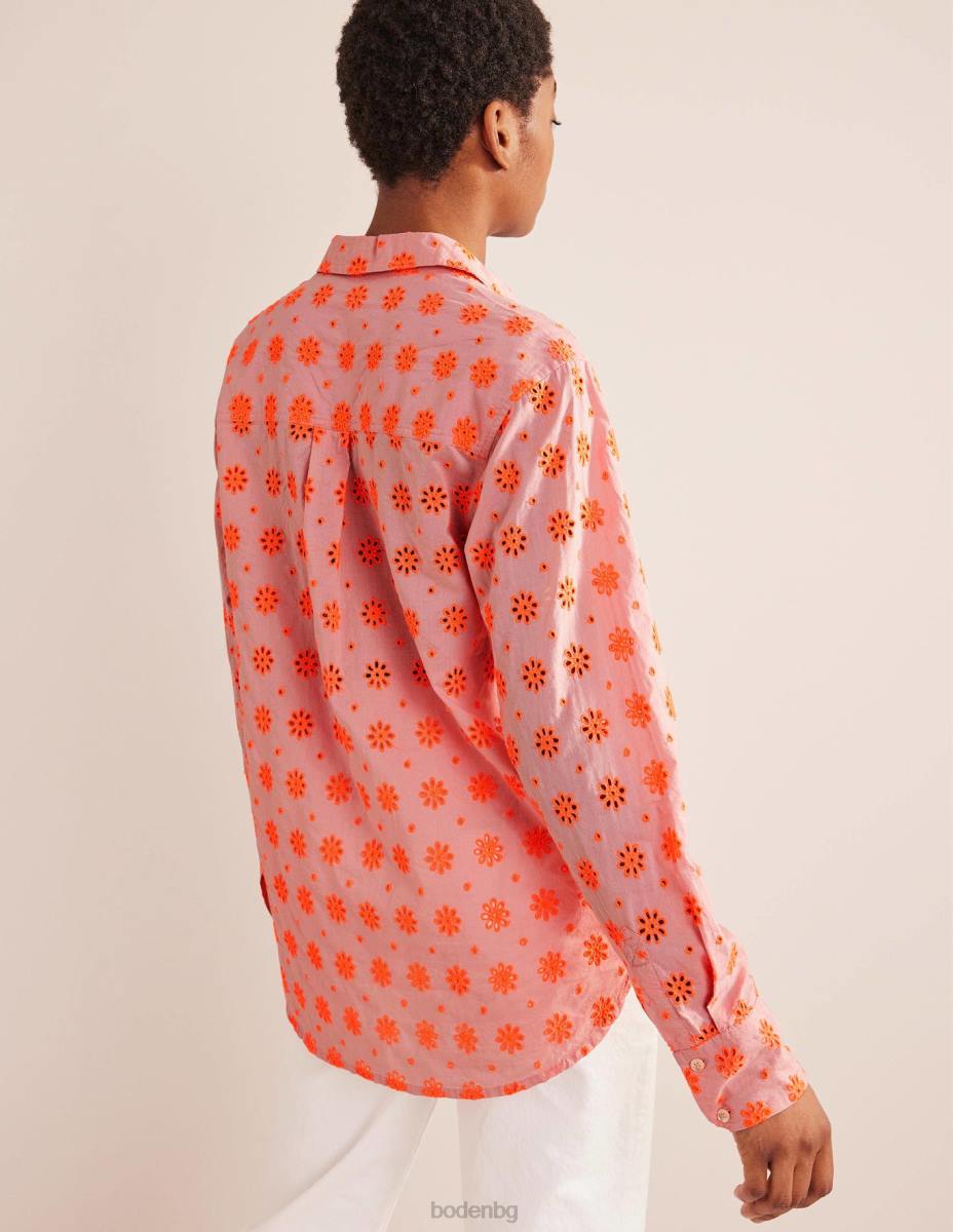 облекло Boden нова спокойна памучна риза пунш от диня Жени LL682115