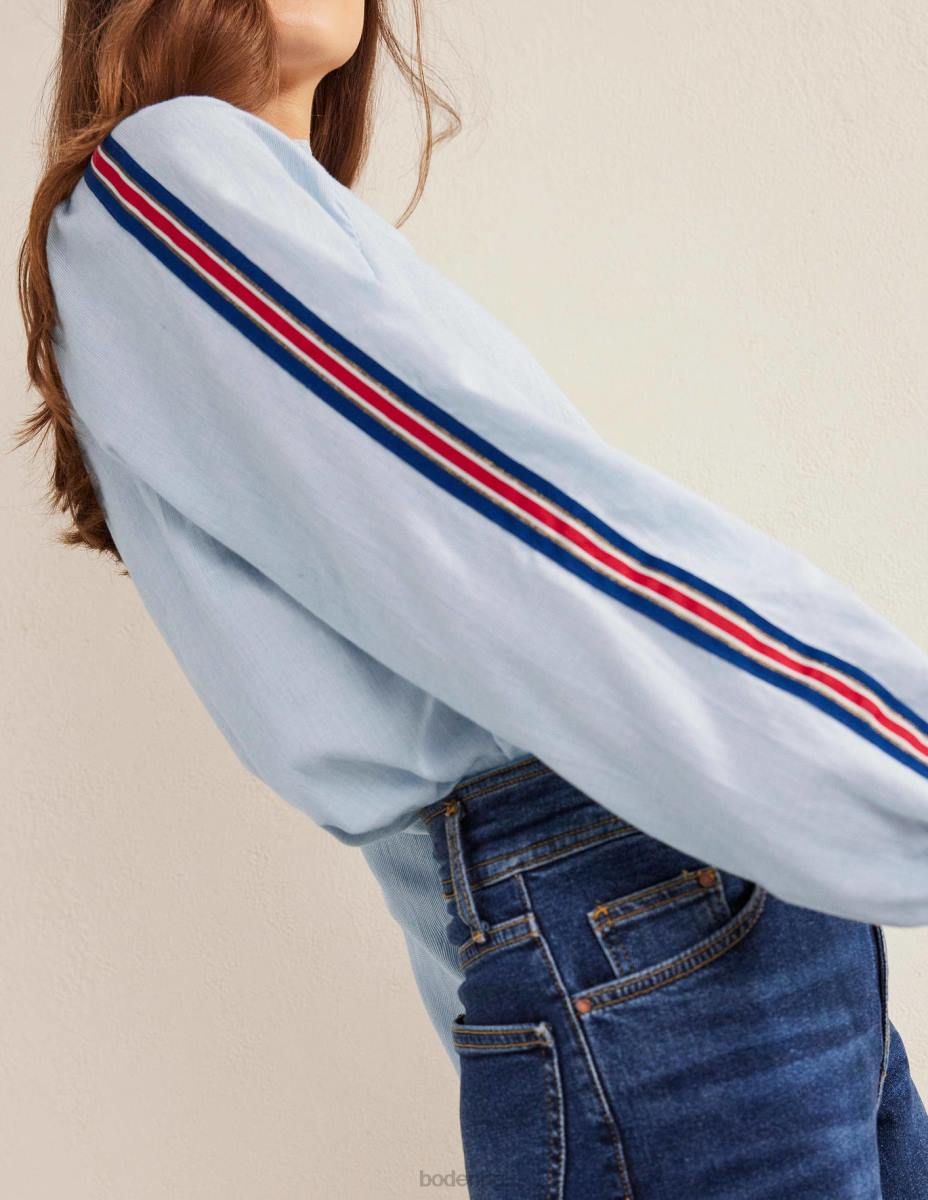 облекло Boden ежедневна памучна риза синя ивица Жени LL682196