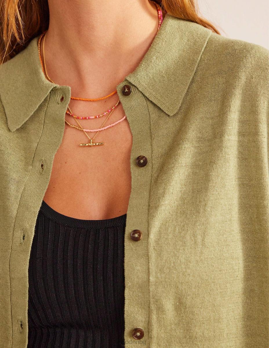 облекло Boden ленена плетена риза с яка речна тръстика Жени LL682240