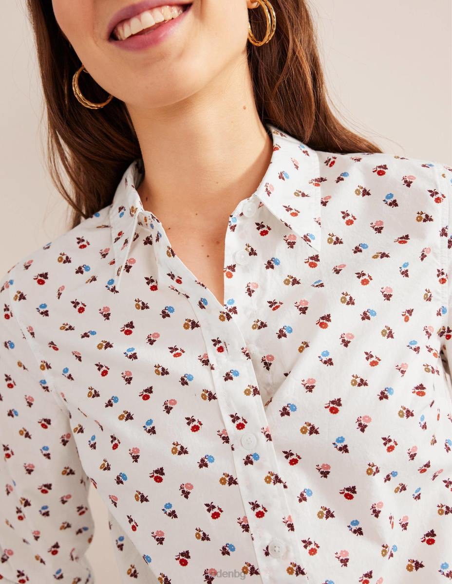 облекло Boden права памучна риза слонова кост и сладка маргаритка Жени LL682252